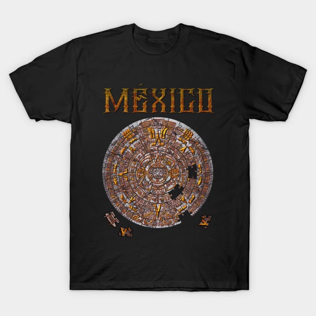 Aztec Calendar Puzzle T-Shirt by Velvet Love Design 